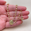 Oro Laminado Thin Rosary, Gold Filled Style San Benito and Crucifix Design, Polished, Golden Finish, 09.213.0022.18