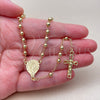 Oro Laminado Thin Rosary, Gold Filled Style Altagracia and Crucifix Design, Polished, Golden Finish, 09.213.0030.18