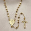 Oro Laminado Thin Rosary, Gold Filled Style Altagracia and Crucifix Design, Polished, Golden Finish, 09.213.0030.18