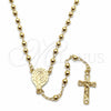 Oro Laminado Thin Rosary, Gold Filled Style Altagracia and Crucifix Design, Polished, Golden Finish, 09.213.0030.18