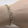 Oro Laminado Basic Bracelet, Gold Filled Style Miami Cuban Design, Polished, Golden Finish, 03.419.0025.08 (260 Gauge, 08 MM Thickness, 8 Inches Length)