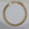 Oro Laminado Basic Bracelet, Gold Filled Style Miami Cuban Design, Polished, Golden Finish, 03.419.0025.08 (260 Gauge, 08 MM Thickness, 8 Inches Length)