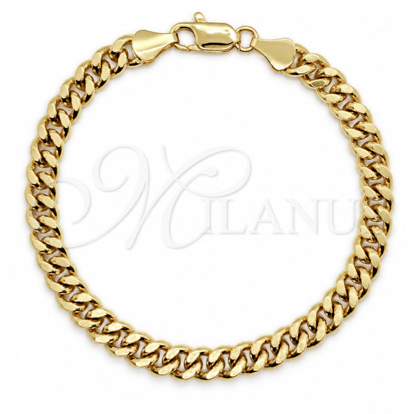 Oro Laminado Basic Bracelet, Gold Filled Style Miami Cuban Design, Polished, Golden Finish, 03.419.0025.08 (260 Gauge, 08 MM Thickness, 8 Inches Length)