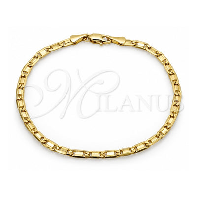 Oro Laminado Basic Bracelet, Gold Filled Style Mariner Design, Polished, Golden Finish, 03.419.0027.07 (260 Gauge, 07 MM Thickness, 7 Inches Length)