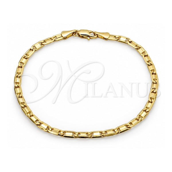 Oro Laminado Basic Bracelet, Gold Filled Style Mariner Design, Polished, Golden Finish, 03.419.0027.07 (260 Gauge, 07 MM Thickness, 7 Inches Length)