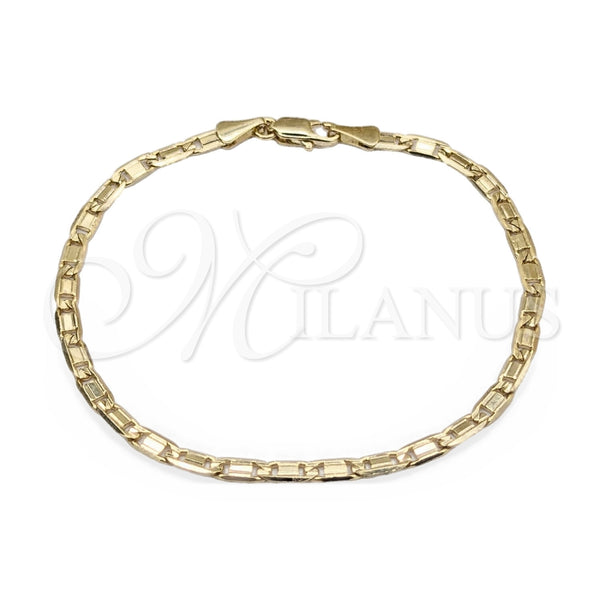 Oro Laminado Basic Bracelet, Gold Filled Style Mariner Design, Polished, Golden Finish, 03.419.0027.07 (260 Gauge, 07 MM Thickness, 7 Inches Length)