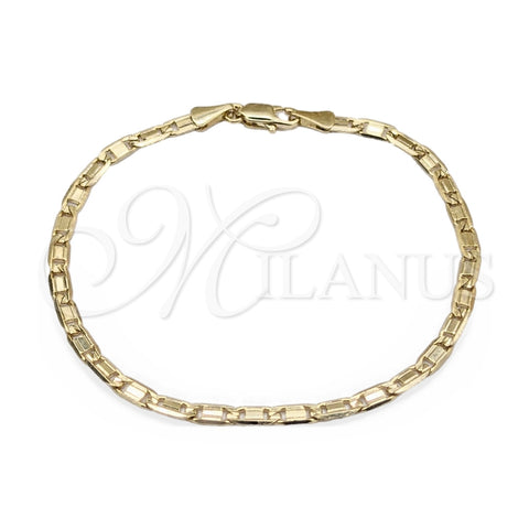 Oro Laminado Basic Bracelet, Gold Filled Style Mariner Design, Polished, Golden Finish, 03.419.0027.07 (260 Gauge, 07 MM Thickness, 7 Inches Length)