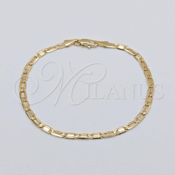 Oro Laminado Basic Bracelet, Gold Filled Style Mariner Design, Polished, Golden Finish, 03.419.0027.07 (260 Gauge, 07 MM Thickness, 7 Inches Length)