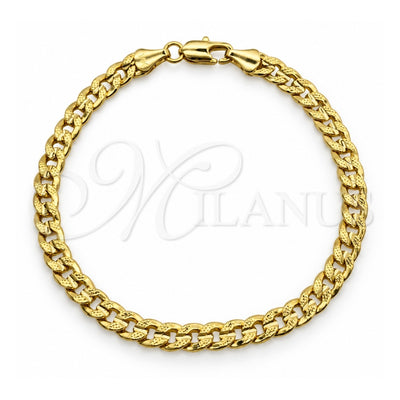 Oro Laminado Basic Bracelet, Gold Filled Style Miami Cuban Design, Polished, Golden Finish, 03.419.0028.07 (260 Gauge, 07 MM Thickness, 7 Inches Length)