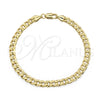 Oro Laminado Basic Bracelet, Gold Filled Style Miami Cuban Design, Polished, Golden Finish, 03.419.0028.07 (260 Gauge, 07 MM Thickness, 7 Inches Length)
