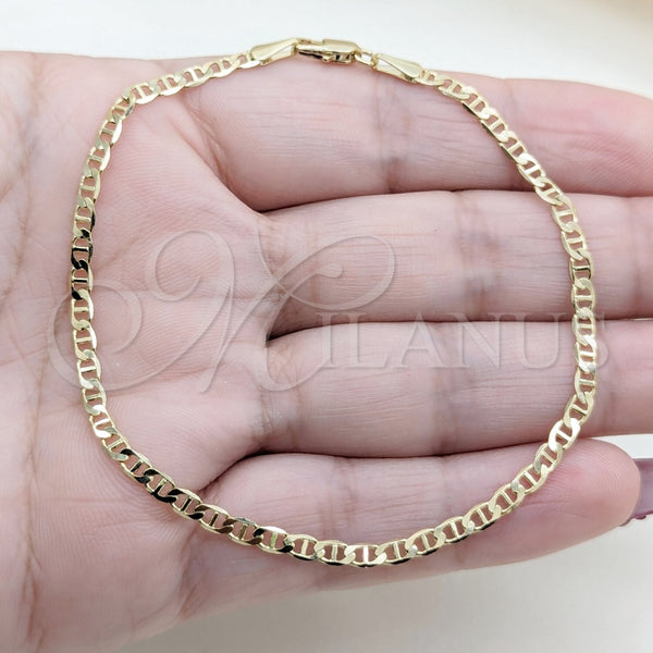 Oro Laminado Basic Bracelet, Gold Filled Style Mariner Design, Polished, Golden Finish, 03.419.0029.07 (260 Gauge, 07 MM Thickness, 7 Inches Length)