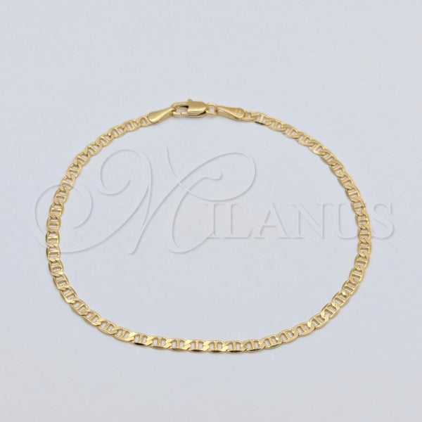 Oro Laminado Basic Bracelet, Gold Filled Style Mariner Design, Polished, Golden Finish, 03.419.0029.07 (260 Gauge, 07 MM Thickness, 7 Inches Length)