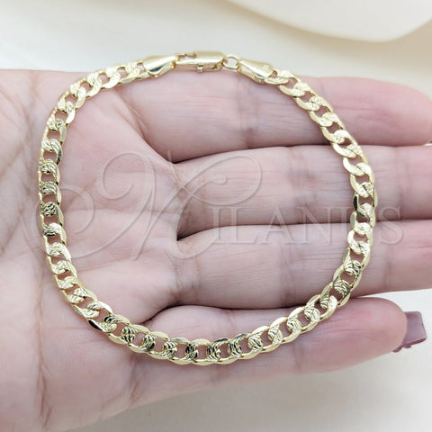 Oro Laminado Basic Bracelet, Gold Filled Style Miami Cuban Design, Polished, Golden Finish, 03.419.0030.07 (260 Gauge, 07 MM Thickness, 7 Inches Length)