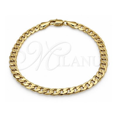 Oro Laminado Basic Bracelet, Gold Filled Style Miami Cuban Design, Polished, Golden Finish, 03.419.0030.07 (260 Gauge, 07 MM Thickness, 7 Inches Length)
