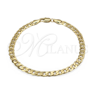 Oro Laminado Basic Bracelet, Gold Filled Style Miami Cuban Design, Polished, Golden Finish, 03.419.0030.07 (260 Gauge, 07 MM Thickness, 7 Inches Length)