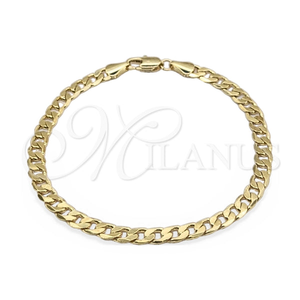 Oro Laminado Basic Bracelet, Gold Filled Style Miami Cuban Design, Polished, Golden Finish, 03.419.0030.07 (260 Gauge, 07 MM Thickness, 7 Inches Length)