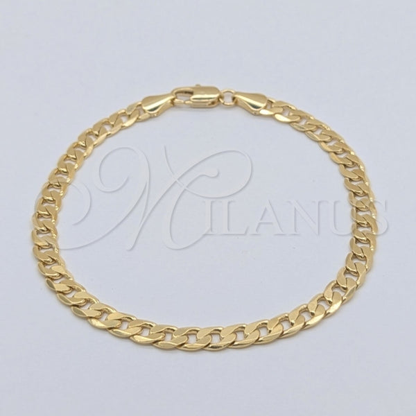 Oro Laminado Basic Bracelet, Gold Filled Style Miami Cuban Design, Polished, Golden Finish, 03.419.0030.07 (260 Gauge, 07 MM Thickness, 7 Inches Length)