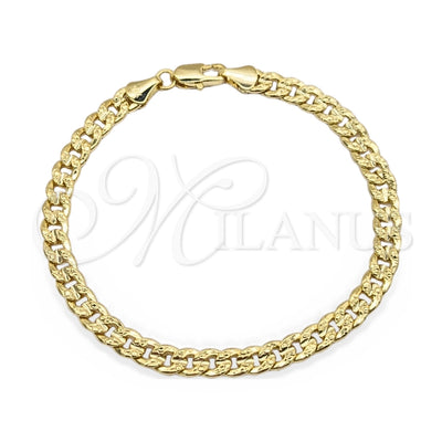 Oro Laminado Basic Bracelet, Gold Filled Style Miami Cuban Design, Polished, Golden Finish, 03.419.0031.07 (260 Gauge, 07 MM Thickness, 7 Inches Length)