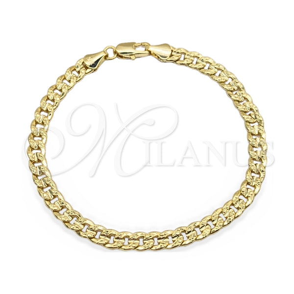 Oro Laminado Basic Bracelet, Gold Filled Style Miami Cuban Design, Polished, Golden Finish, 03.419.0031.07 (260 Gauge, 07 MM Thickness, 7 Inches Length)