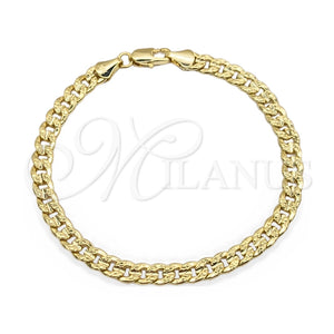 Oro Laminado Basic Bracelet, Gold Filled Style Miami Cuban Design, Polished, Golden Finish, 03.419.0031.07 (260 Gauge, 07 MM Thickness, 7 Inches Length)