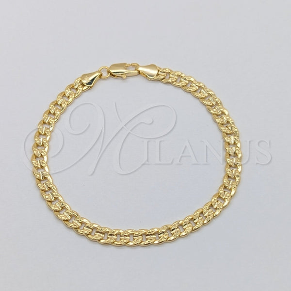 Oro Laminado Basic Bracelet, Gold Filled Style Miami Cuban Design, Polished, Golden Finish, 03.419.0031.07 (260 Gauge, 07 MM Thickness, 7 Inches Length)