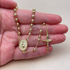 Oro Laminado Thin Rosary, Gold Filled Style Virgen Maria and Crucifix Design, Polished, Golden Finish, 09.213.0023.18