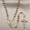 Oro Laminado Thin Rosary, Gold Filled Style Guadalupe and Crucifix Design, Polished, Golden Finish, 09.213.0031.18