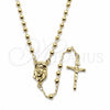 Oro Laminado Thin Rosary, Gold Filled Style Jesus and Crucifix Design, Polished, Golden Finish, 09.213.0032.18