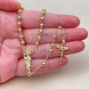 Oro Laminado Thin Rosary, Gold Filled Style San Judas and Crucifix Design, Polished, Golden Finish, 09.213.0080.18