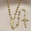Oro Laminado Thin Rosary, Gold Filled Style San Judas and Crucifix Design, Polished, Golden Finish, 09.213.0080.18