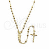 Oro Laminado Thin Rosary, Gold Filled Style San Judas and Crucifix Design, Polished, Golden Finish, 09.213.0080.18