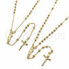 Oro Laminado Thin Rosary, Gold Filled Style San Judas and Crucifix Design, Polished, Golden Finish, 09.213.0080.18