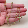 Oro Laminado Thin Rosary, Gold Filled Style San Judas and Crucifix Design, Polished, Golden Finish, 09.213.0080.24