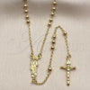 Oro Laminado Thin Rosary, Gold Filled Style San Judas and Crucifix Design, Polished, Golden Finish, 09.213.0080.24