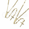 Oro Laminado Thin Rosary, Gold Filled Style San Judas and Crucifix Design, Polished, Golden Finish, 09.213.0080.24
