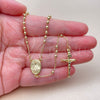 Oro Laminado Thin Rosary, Gold Filled Style Caridad del Cobre and Crucifix Design, Polished, Golden Finish, 09.213.0081.18