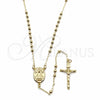 Oro Laminado Thin Rosary, Gold Filled Style Caridad del Cobre and Crucifix Design, Polished, Golden Finish, 09.213.0081.18