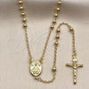 Oro Laminado Thin Rosary, Gold Filled Style Caridad del Cobre and Crucifix Design, Polished, Golden Finish, 09.213.0091.24