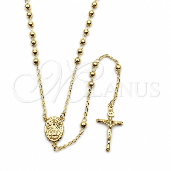 Oro Laminado Thin Rosary, Gold Filled Style Caridad del Cobre and Crucifix Design, Polished, Golden Finish, 09.213.0091.24