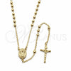 Oro Laminado Thin Rosary, Gold Filled Style Caridad del Cobre and Crucifix Design, Polished, Golden Finish, 09.213.0091.24