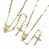 Oro Laminado Thin Rosary, Gold Filled Style Caridad del Cobre and Crucifix Design, Polished, Golden Finish, 09.213.0091.24