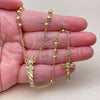 Oro Laminado Thin Rosary, Gold Filled Style San Judas and Crucifix Design, Polished, Golden Finish, 09.213.0082.24