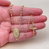 Oro Laminado Thin Rosary, Gold Filled Style Guadalupe and Crucifix Design, Polished, Golden Finish, 09.213.0084.18