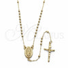 Oro Laminado Thin Rosary, Gold Filled Style Guadalupe and Crucifix Design, Polished, Golden Finish, 09.213.0084.18