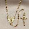 Oro Laminado Thin Rosary, Gold Filled Style Guadalupe and Crucifix Design, Polished, Golden Finish, 09.213.0085.18