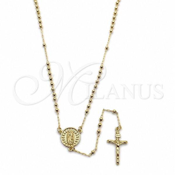 Oro Laminado Thin Rosary, Gold Filled Style Guadalupe and Crucifix Design, Polished, Golden Finish, 09.213.0085.18