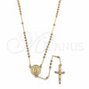 Oro Laminado Thin Rosary, Gold Filled Style Guadalupe and Crucifix Design, Polished, Golden Finish, 09.213.0085.18