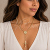 Oro Laminado Thin Rosary, Gold Filled Style Guadalupe and Crucifix Design, Polished, Golden Finish, 09.213.0086.24