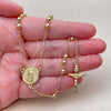Oro Laminado Thin Rosary, Gold Filled Style Guadalupe and Crucifix Design, Polished, Golden Finish, 09.213.0086.24