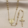 Oro Laminado Thin Rosary, Gold Filled Style Guadalupe and Crucifix Design, Polished, Golden Finish, 09.213.0086.24